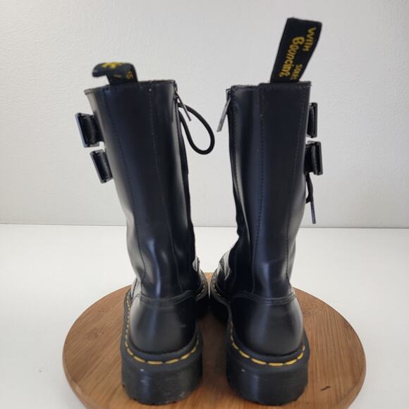 Dr. Martens Caspian Alt Black Leather Mens 7 Womens 8 Combat Tall Zip Up Boots - Picture 5 of 14